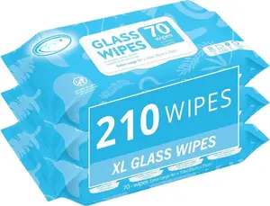 Glass and Window Cleaner Wipes 70 Count (Pack of 3),  8" x 10" Size Multi-Surface Glass Cleaning Wipes for  Windshield, Headlight, Mirror, Tile, and Household Appliance