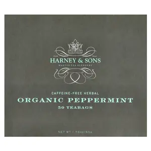 Harney & Sons Herbal Tea, Organic Peppermint, Caffeine-Free, 50 Tea Bags, 1.76 oz (50 g)
