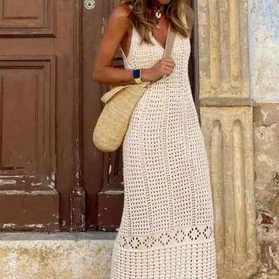 tunisian crochet dress Who says crochet isn't good for clothes? Yes, this is Tunisian crochet, but it still counts as crochet. It's all very tall linked stitches. : r/crochet