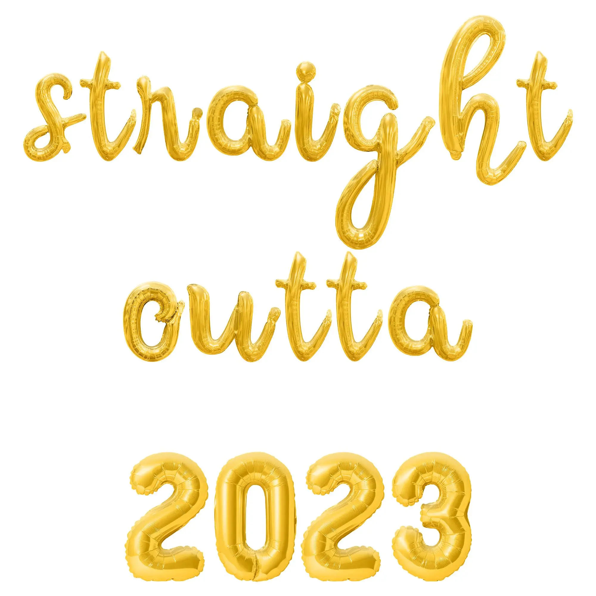 Cursive Script Letter Balloons - STRAIGHT OUTTA 2023 16" Inch Alphabet Letters Foil Mylar Balloon Birthday Party Banner