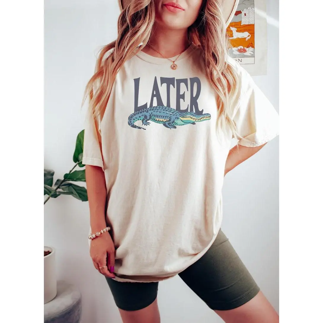 Later Gator Vintage 90s Y2K Baby Tee, Graphic Alligator Print, Retro Style Cropped T-Shirt, Funky Fashion Statement Shirt, Trendy Apparel
