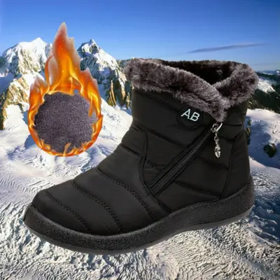 Women's Winter Plush Lined Ankle Boots – Orthopedic Arch Support, Non-Slip Outdoor Snow Boots, Warm & Comfortable Flat Shoes