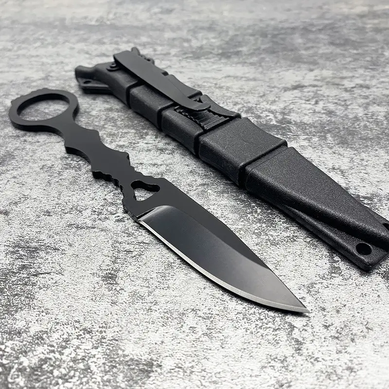 Compact EDC Fixed Blade Knife with Sheath and Pocket Clip, 440C Stainless Steel Blade, Outdoor Camping Hunting Tools, Gift for Men