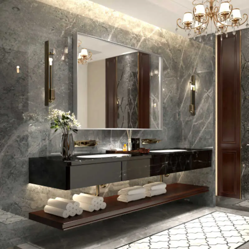 Square Angle Metal Frame Rectangular Wall Mounted Beveled Bathroom Mirror (Horizontal/Vertical)