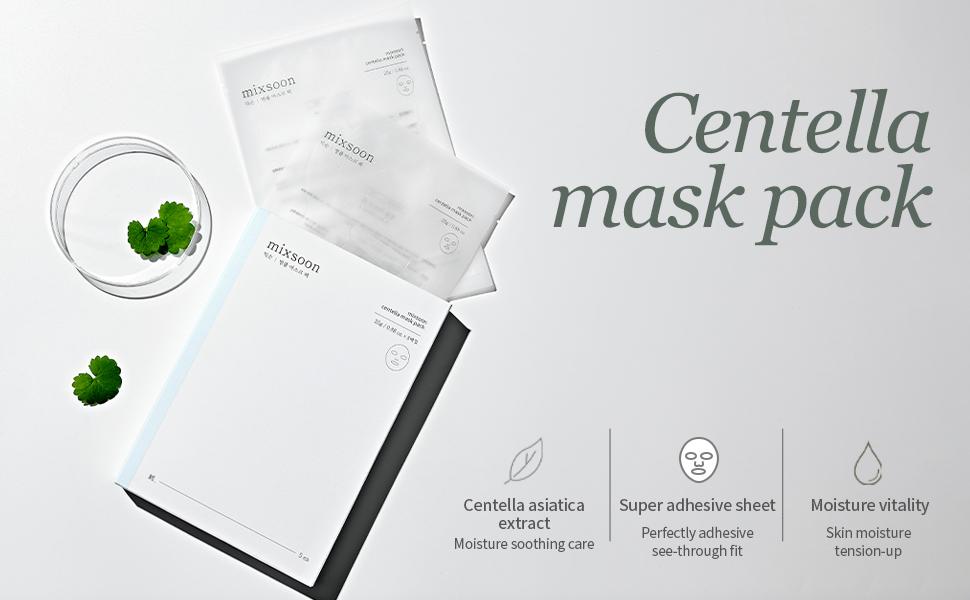 [mixsoon Official Shop] Centella Mask Pack 5EA - Korean Daily Hydrating Care Sheet Mask with Centella Asiatica Extract for Moisture and Soothing Skin