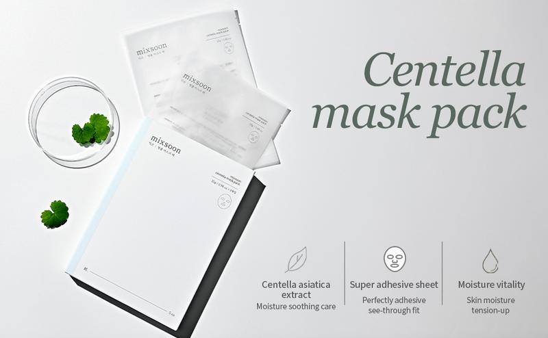 [mixsoon Official Shop] Centella Mask Pack 5EA - Korean Daily Hydrating Care Sheet Mask with Centella Asiatica Extract for Moisture and Soothing Skin