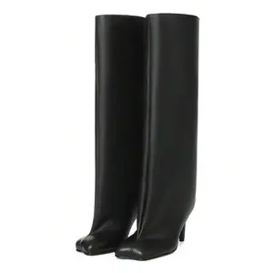 Knee High Boot Square Toe Kitten Heel Stiletto Heeled Boots For Woman Wide Calf Long Boots Heeled Slouchy Formal Shoes Winter Tall Boots For Women