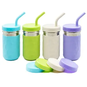 WeeSprout 2-in-1 Drinking Cups for Kids, Durable Stainless Steel Tumbler for Smoothies Kid Cups, Set of 4