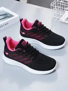 Women's shoes, sports shoes, Sporty running shoes, fly woven breathable single shoe, mesh surface, simple running shoes