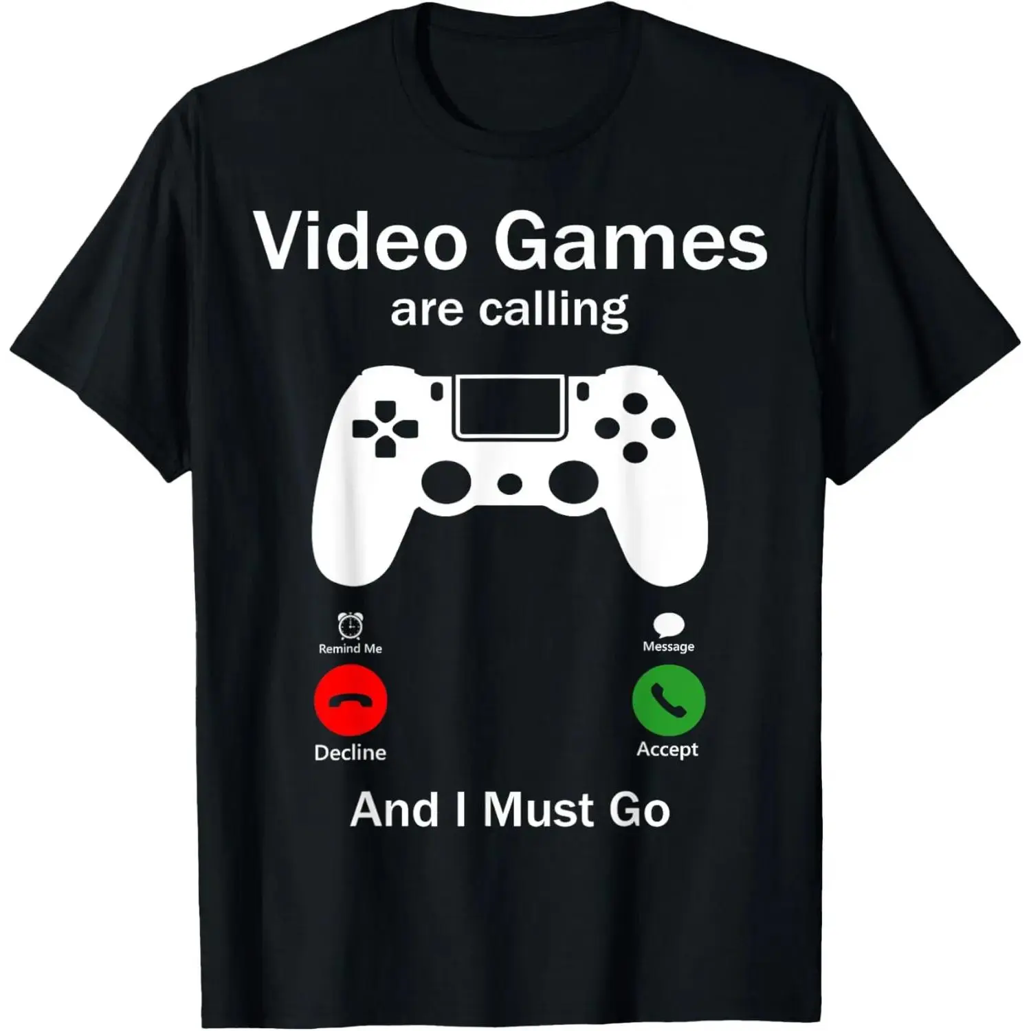 Funny Gamer Top, Tshirt with "Video Games Are Calling" Console Graphic, Casual Round Neck Short Sleeve Sports Streetwear, Shortsleeve, Gamers, Funny Gamer Graphic