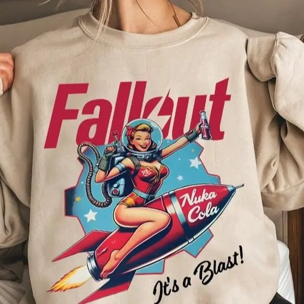 Fallout Sweatshirt T-shirt, Nuka-Cola, Perfect Gift for Fans,  Fallout 4, Fall Out Vault Tec, Memorabilia, Video Game Shirt, Fallout Nuka-Cola Tee, Fallout Girl Pin Up Model