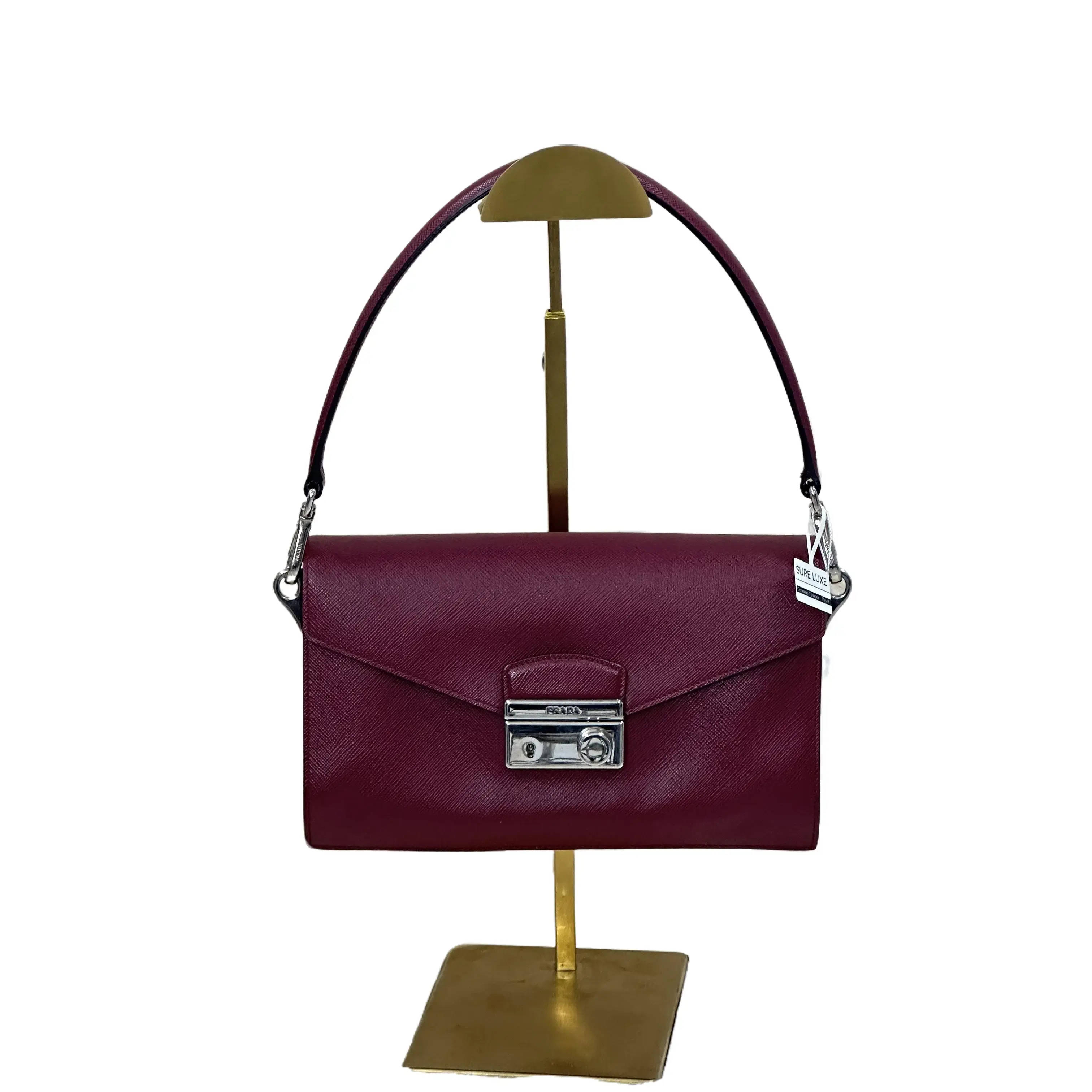 Pre-owned PRADA Saffiano Lux Sound Bag A101394 High Quality Leather Bag, Fashionable Purse, Everyday Clutch & Wristlet