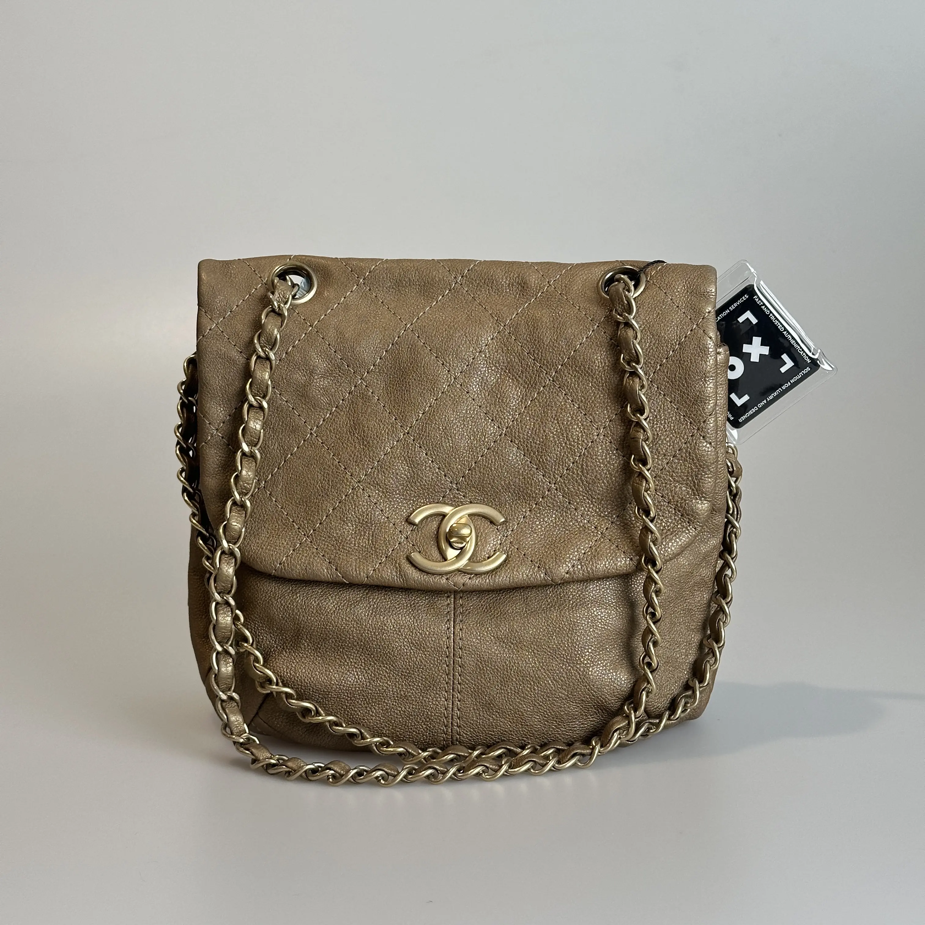 Pre-owned CHANEL Calfskin Shoulder Bag Trianon Messenger Light Brown Quilted Grained with Gold Tone Clasp 81972701