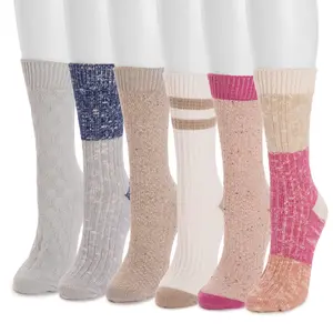 Women's Chic Microfiber Knit Wrap Boot Socks - Sweater-Inspired, Cozy Warm, Comfortable Mid-Calf, 6-Pair Blue Pink Prep Stripes Pack for Fashionable Outfits, Comfortable Mid-Calf Socks