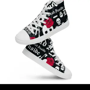 Platform Skate Shoe with Skull and Rose Design - Dead Inside Theme