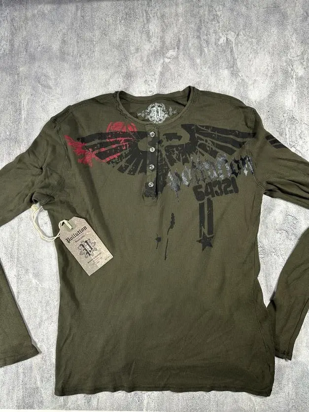 Pollution Green Y2K Thermal Long Sleeve Shirt
