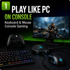 Keyboard and mouse adapter for console gaming, wired USB‑C converter hub with cable for supported game consoles