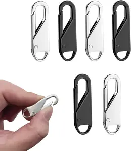 6 count Zipper Pull Replacements, Zipper Repair Kit Zipper Slider Pull Tab Universal Zipper Fixer Metal Zipper  Pullers Handle Zipper Extenders for Clothing Jackets Backpack Boots Purse Coat