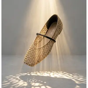Women's Mesh Mary Jane Flats - Square Toe Woven Ballet Flats - Breathable Lightweight Summer Shoes - Parisian Style Dress Shoes for Walking, Office & Vacation