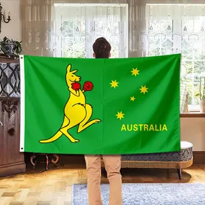 1pc, Boxing Kangaroo Australian Flag, 3X5Ft/90X150Cm, Polyester Fiber, Outdoor Decor, Vibrant Patriotic Yard And Garden Banner