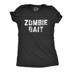 Womens Zombie Bait T Shirt Funny Undead Gas Mask Apocalypse Graphic Novelty Tee Funny Womens T Shirts Cute Vintage Fashion Casual Ladies T-Shirt Gift Halloween Tops for Women Funny Zombie Top Women's Novelty Black