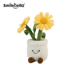 Smilebella Smiling Sunflower Plush Toy, Realistic Potted Plant Stuffed Animal, 10.6" Sunny Flower Plushie with Cute Face, Soft Floral Decor for Valentine's Day, Birthday & Graduation Gift