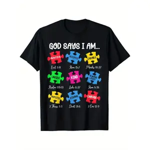 [Christian Autism T-Shirt] Autism Awareness Christian Bible Verses T-Shirt |   Soft, Breathable Short Sleeve Tees for Boy Girl