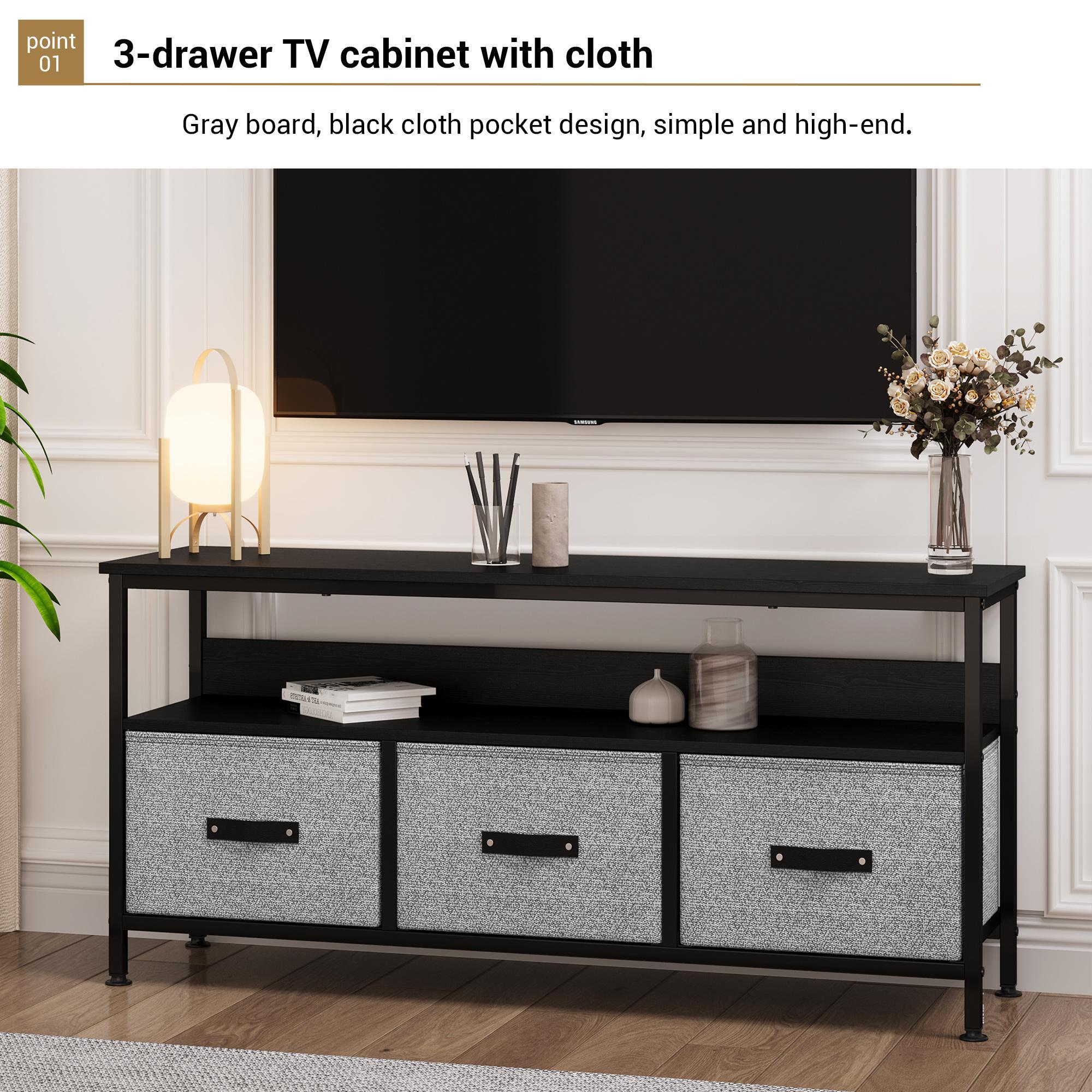 Modern TV Stand Entertainment Center for TVs Up to 55 Inch, Media Console Cabinet with Shelves & Drawers, Versatile TV Console for Living Room, Bedroom & Small Spaces
