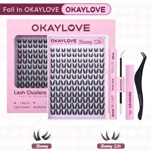 OKAYLOVE Bunny | Bunny Lite Lash Clusters Kit Mang Okaylovelashes Extension Kit  Lightweight Eyelashes Clusters with Waterproof Long-lasting Lash Bond and Seal,Tweezers and Remover for DIY Eyelash at Home Easily, Natural Makeup Girl Gifts