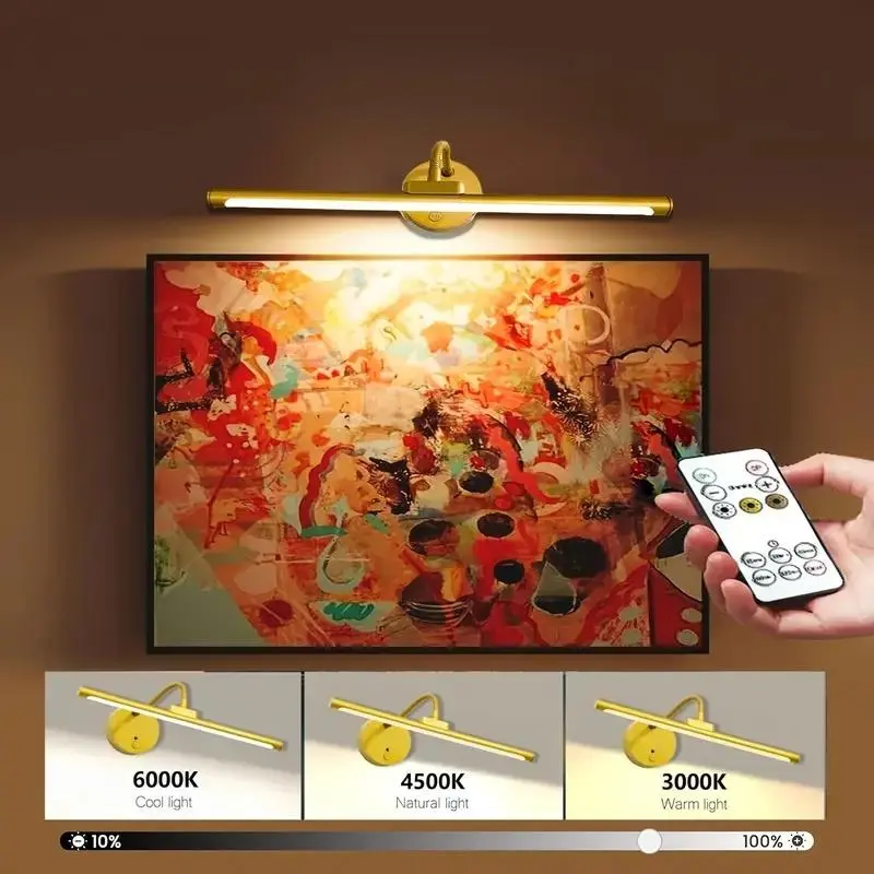 Adjustable Dimmable Picture Light with Remote Control & Timer, 1 Count USB Rechargeable Wall Light for Gallery Art, Painting, Portrait, LED Wall Light, Adjustable Lights, Lighting Modes Adjustable, Decoration Lamp