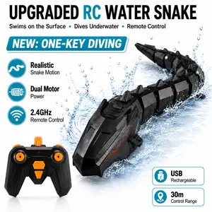 Creature toy Upgraded RC Water Snake Toy, One-Key Diving Remote Control Snake, 2.4GHz Waterproof Swimming Snake Toy with Dual Motors, USB Rechargeable Pool Toy for Kids and Adults