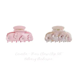 Avery Anderson Camila Pink Marble Hair Claw Clip Eco-Friendly Acetate Large Flower Clips for Fine & Thick Hair Strong Hold Stylish Jaw Clip Handmade in South Korea Gift Idea