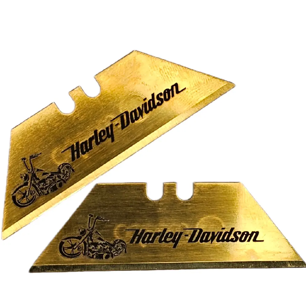 Harley davidson Custom laser engraved gold razor blades