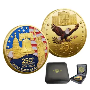 250th Anniversary Commemorative Coins – Golden American Flag & Liberty Bell Design, Collectible Coins for Coin Collectors, USA 250th Anniversary, Durable Metal Coins for Display & Gifts