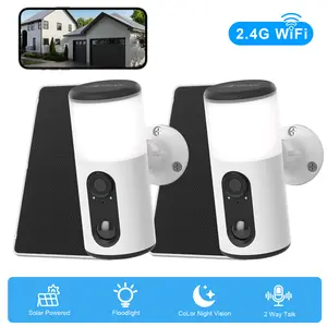 ANRAN 2K Security Solar Wall Light Camera 2.4G WiFi Wireless Motion Activated Floodlight IP65 Waterproof Spotlight Siren Alarm 2 Way Talk Color Night Vision