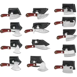 13 count Mini Knifes Damascus Pocket Set  Chef Stainless Steel  with Sheath for Bottle Opener Package Opener Box