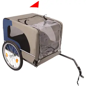 ARCH Dog Bike Trailer - Folding Pet Trailer Car for Bicycle, Folding Pet Carrier with 20 Inch Wheels, 2 Entrances, Safety Flag, Easy to Connect & Store