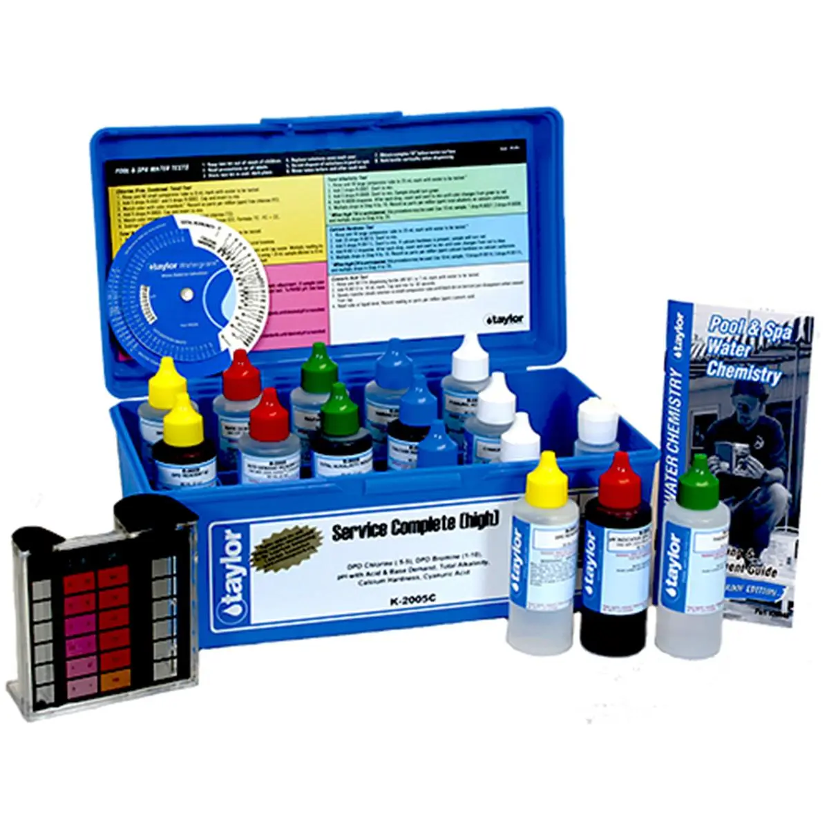 Taylor Technologies K-2005C Professional Service Complete Test Kit, Includes Bromine, Cyanuric Acid, Chlorine-DPD, 2 oz. Reagents, Acid & Base Demand Testing Capabilities