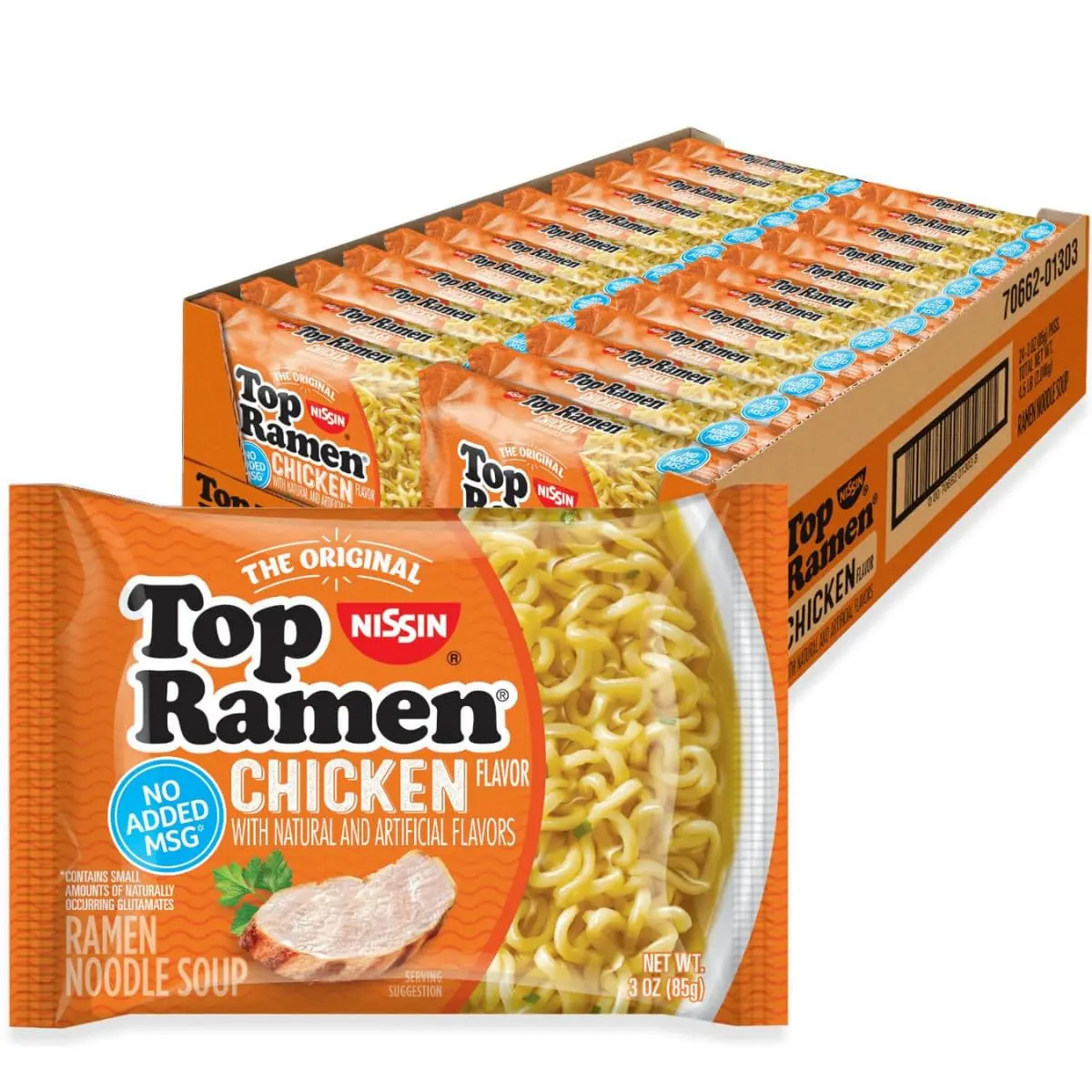 Nissin Top Ramen Instant Chicken Noodle Soup, 3 oz (Pack of 24) - Pantry Food