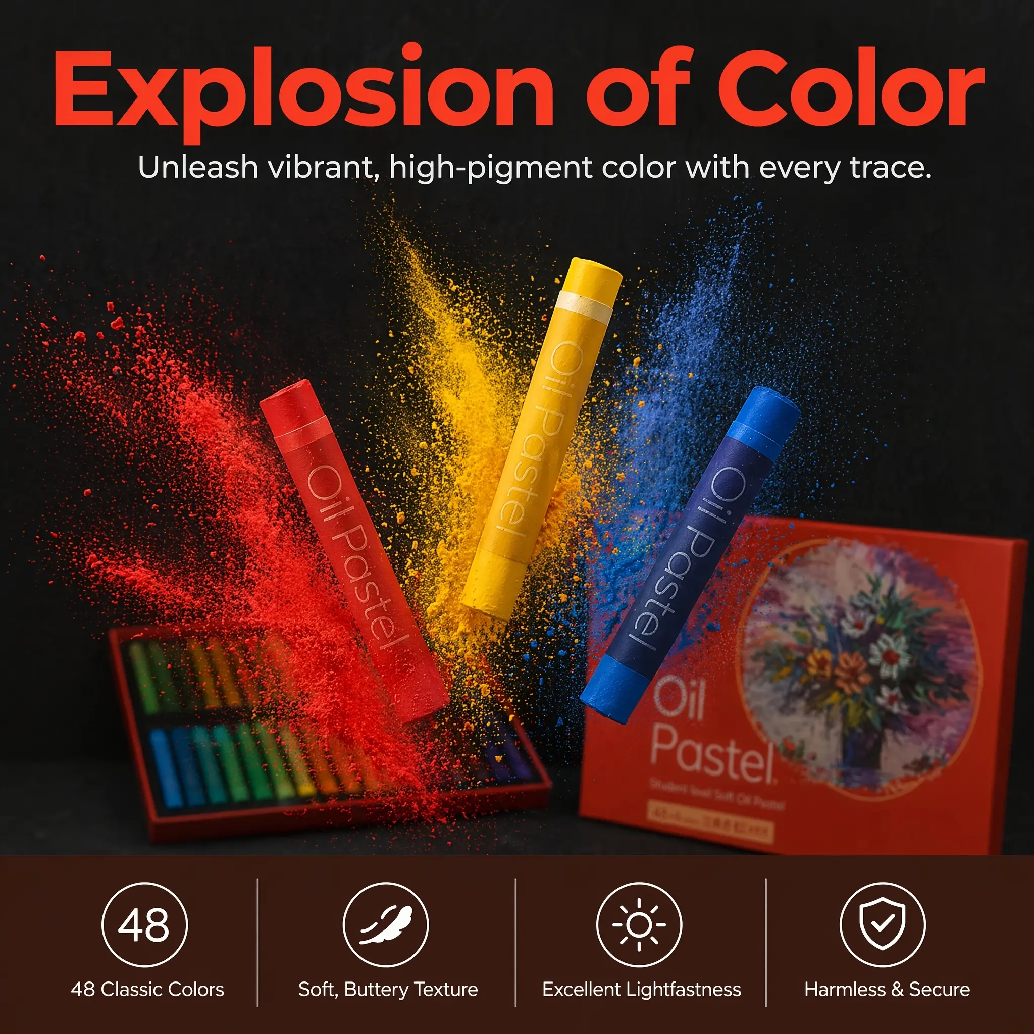 52 Colors Soft Buttery Oil Pastel Set, High‑Pigment Lightfast Drawing Sticks for Blending Layering & Impasto Painting, Ideal for Back to School Art Class, Labor Day Weekend Art Project, Halloween Craft Creation & Teen Artist Birthday Gift