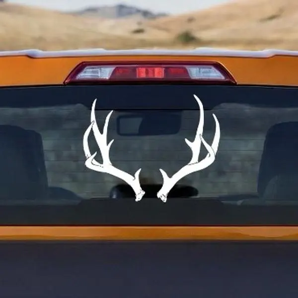Western Buck Antlers Self-Adhesive Vinyl Decal - 11x10 in Sticker for Vehicle Customization, Rustic Touch Decor, DIY Scrapbooking & Stamping Supplies for Nature-Lovers, Decoration