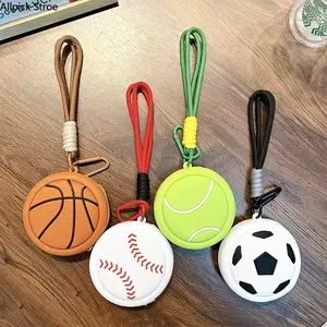 1/4PCS Sports Ball Bag Charm Keychain Set, Soccer Football Basketball Mini Coin Purse & Earbud Case, Cute Sports-Themed Backpack Accessory, Trendy Game Day Bag Decoration for School Bags, Travel, Stadium Events, Gifts for Sports Fans