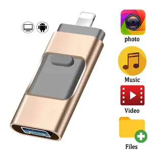 4 in 1 OTG Flash Drive for iPhone, iPad & Type-C & Android Phones | USB 3.0 High Speed Memory Stick 64GB 128GB 256GB 512GB 1TB Photo Stick Pen Drive Thumb Drive with Backup Function