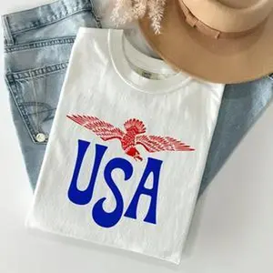 Retro USA, Eagle, America, Patriotic, 4th of July Tshirt, Women's Crew Neck, Crewneck