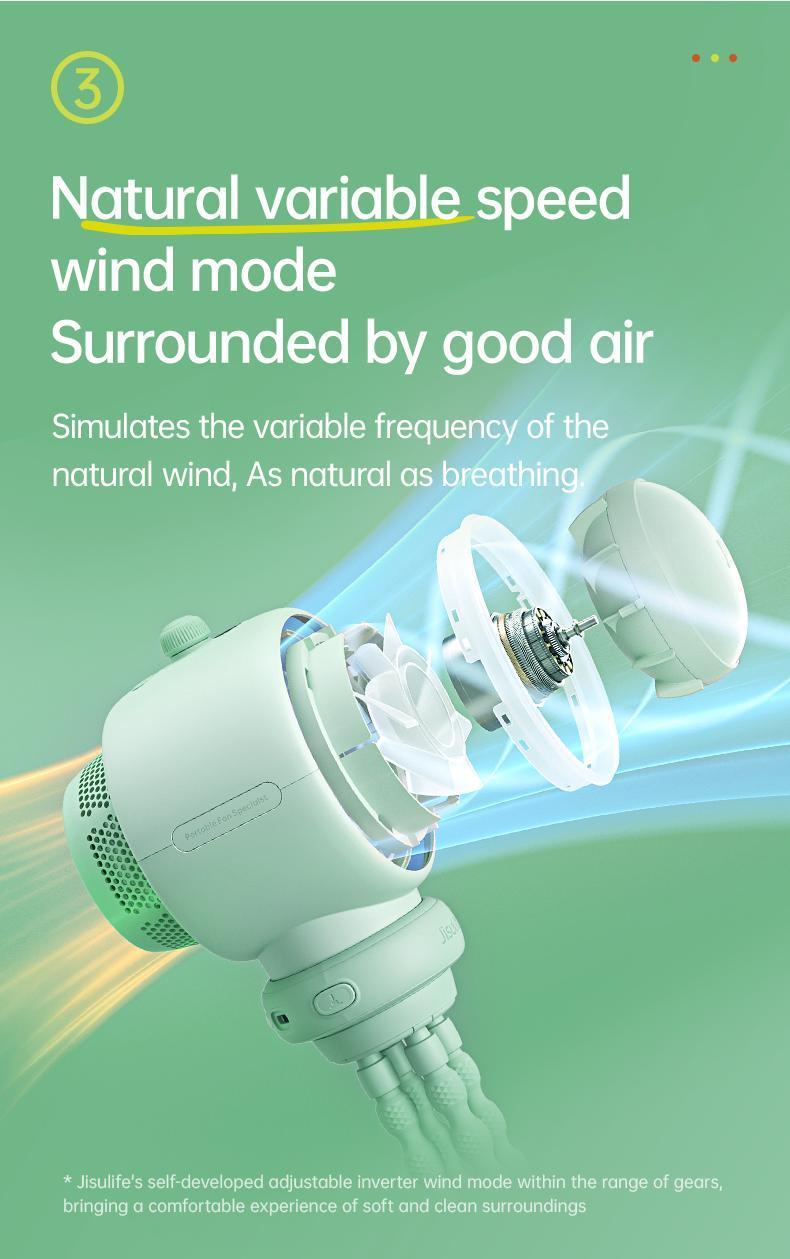 Jisulife Baby Stroller Fan Portable Large Battery Operated 100 Speeds Air Purify & Air Turbo Tech Bladeless Stroller Fan for Car Seat