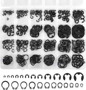 360 count Carbon Steel E-Clips & Snap Rings Assortment Kit (2.0mm-12mm) - Includes External Retaining Rings, C-Clips, Circlips for 5mm-16mm-24 Sizes Industrial Fastener Set