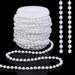 33 Feet 5mm White Faux Pearls String Beads Roll for Christmas Garland Flowers Wedding Party Jewelry Crafts Decoration