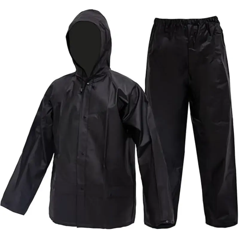 Ultra-Lite raincoat Rain Coat with Pants for Men Women Waterproof Rain Suit for Sport (BLACK), Suitable for all seasons and outdoor activities, like theme parks, shows, sports, traveling
