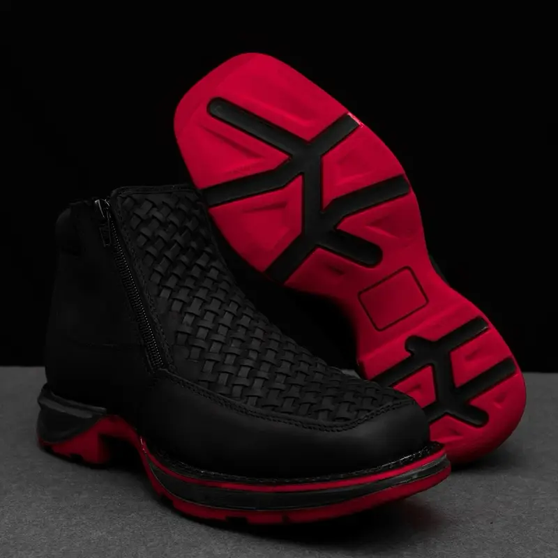 Men’s Black Basketweave Botin With 3D Soles