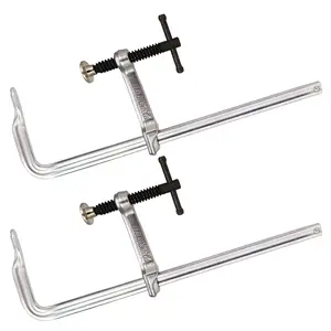 Demweison Heavy Duty F-Clamp Set - 2-Pack 12-in Cr-V Alloy Steel Secure Upgraded Rotating Clamps, 3-1/4-in Throat, Swivel Pad, for Welding, Woodworking (Bessey-Style)